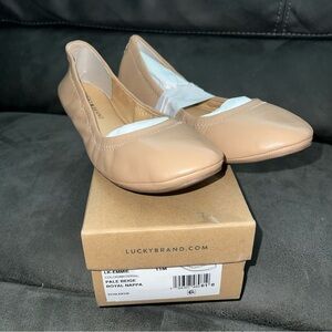 Lucky Brand Women's 11 Emmie pale beige royal nappa Ballet Flats